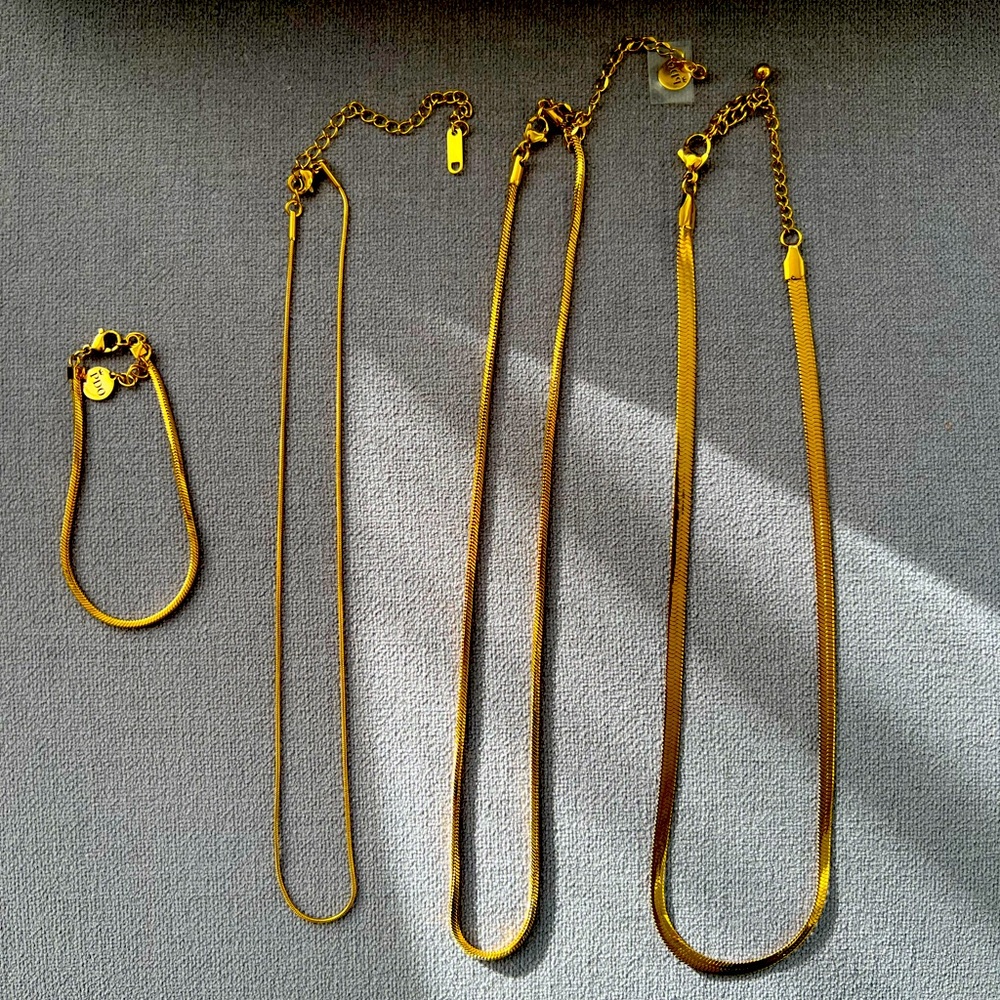 18K gold plated Necklace & bracelet Set - chic - street style- work wear